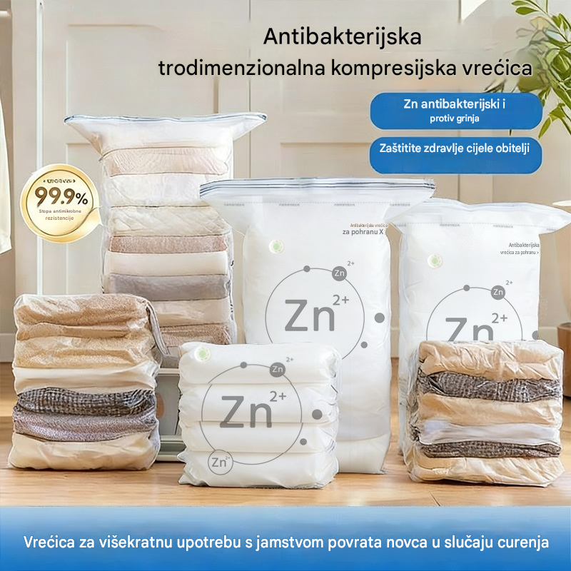🧳【Set od 5 dijelova】💨 Velika, stlačiva vakuumska vrećica za pohranu: nije potrebna pumpa, nepropusna je i idealna za uštedu prostora u koferima i kod kuće ✈️