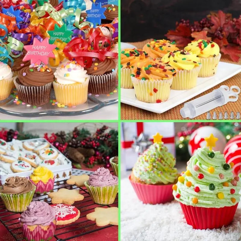 🎂 ¡50% de descuento! 🧁 Set de pistolas para decorar pasteles: 6 boquillas de acero inoxidable, fáciles de usar ✨