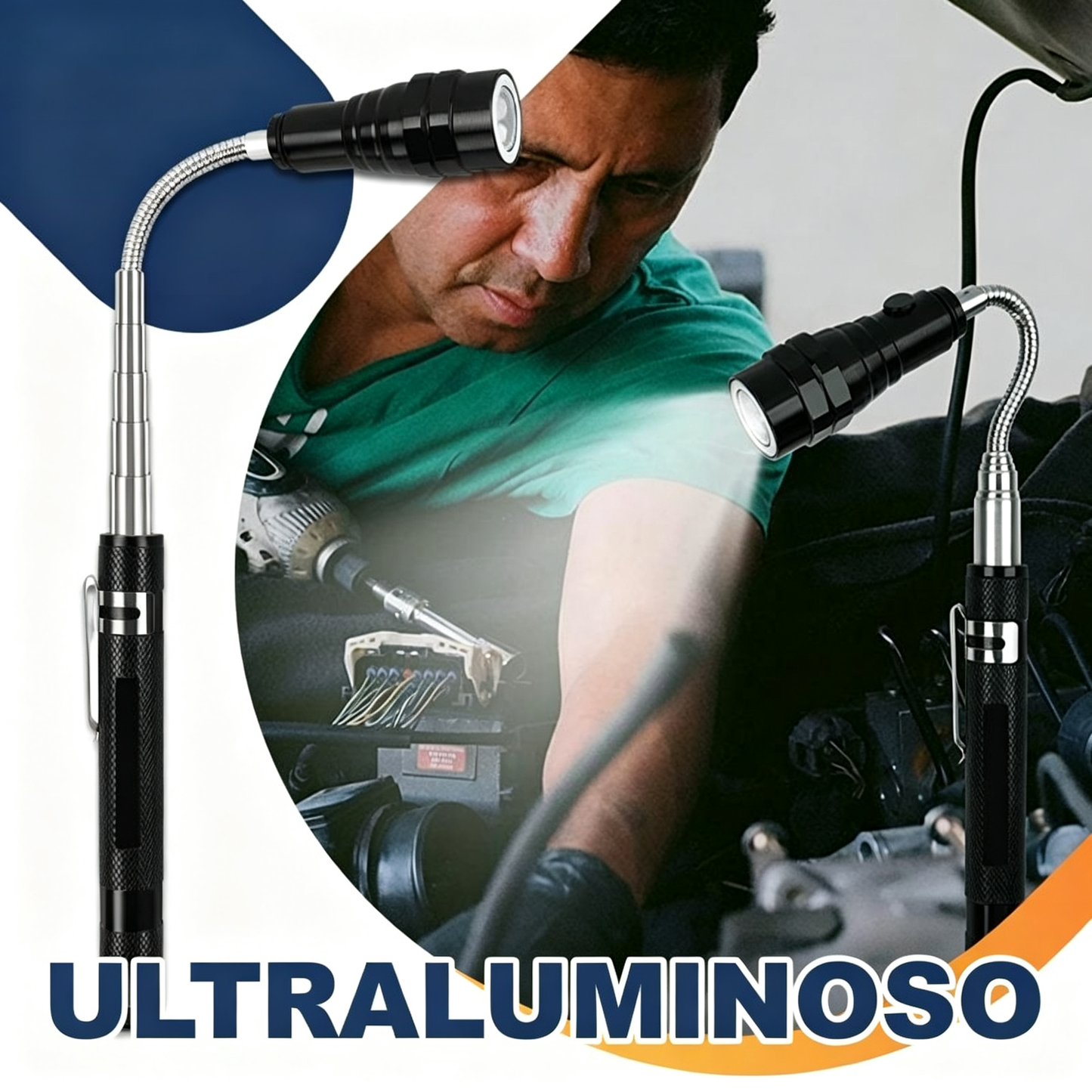 🛠🚗Magnetický nástroj na vyťahovanie predmetov pri opravách áut s ohybnou teleskopickou tyčou a LED svetlom 💡