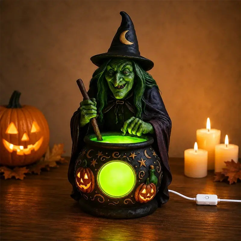 🧙♀️🎃Halloweenska socha čarodejnice v kotli