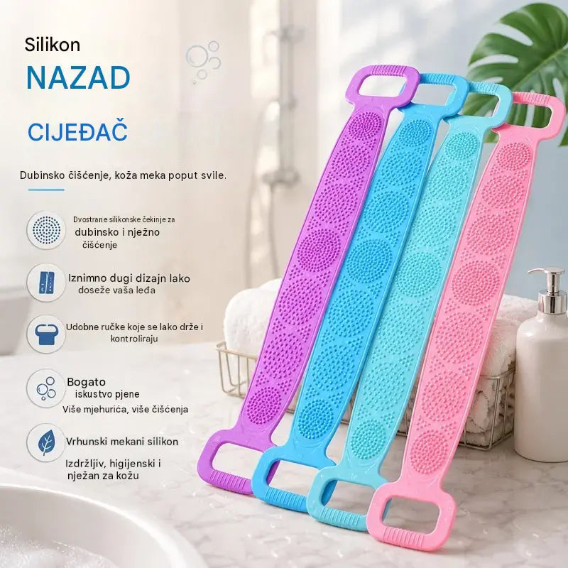4 komada za 26 €🌿🛁 Izuzetno duga silikonska četka za leđa – Čisti, masira i njeguje! ✨💙