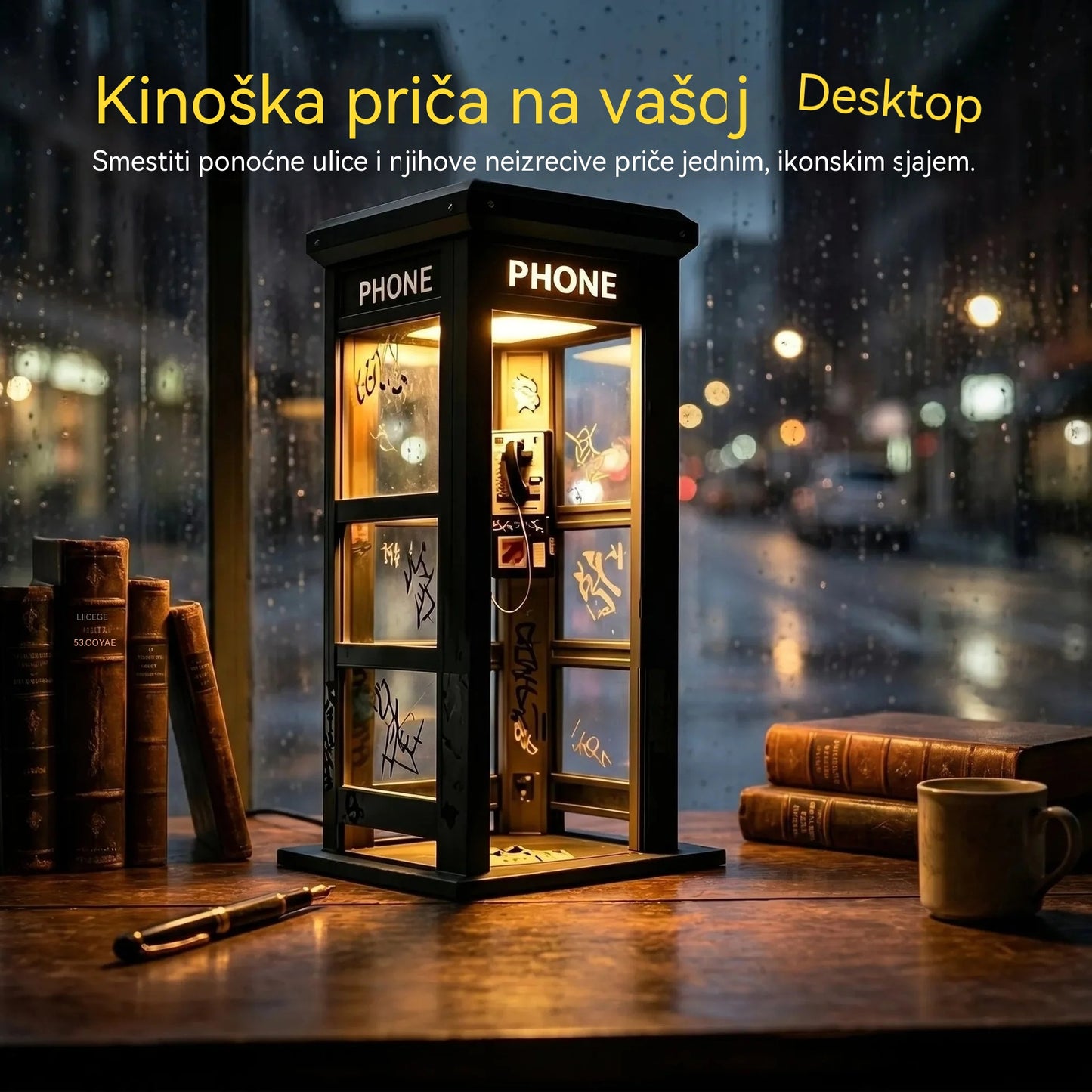 ✨⏰ Ambijentalna rasvjeta u obliku retro telefonske govornice u ograničenom izdanju: Nostalgičan dizajn koji stvara toplu i privlačnu atmosferu.💡📞