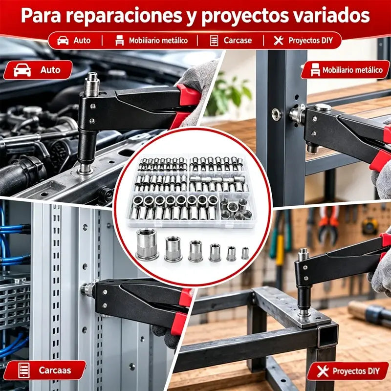 Kit de tuercas remachables moleteadas