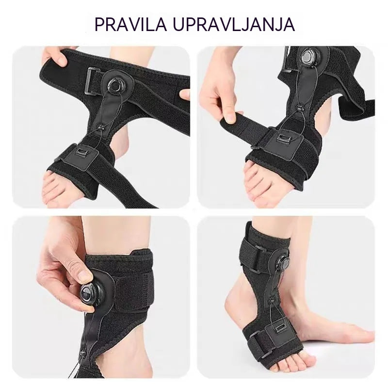 【2 kom】Medicinski ortoz za spušteno stopalo i plantarni fasciitis, s rotacijskim gumbom za podešavanje i aluminijskim osloncem, za dnevnu i noćnu upotrebu