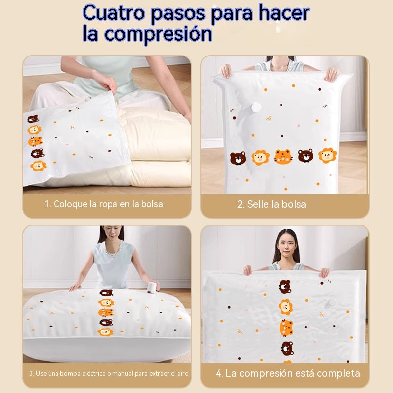 🧳【Juego de 5 piezas】💨 Bolsa de almacenamiento al vacío grande y compresible: no requiere bomba, es a prueba de fugas e ideal para ahorrar espacio en maletas y en casa ✈️