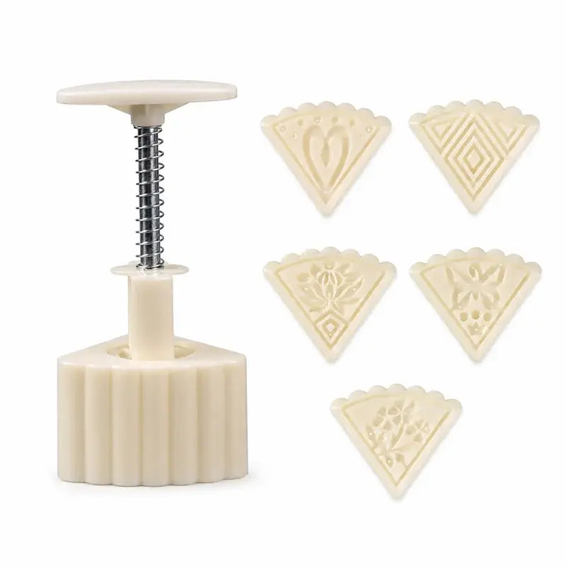 🥮Un juego de moldes para pasteles de luna con formas de flores en 3D.