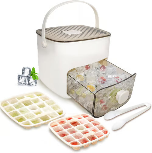 【30%OFF】💞¡Ventas superiores a 50 000! 💥🥤🧊 ¡50 % de descuento! Máquina de hielo con función de almacenamiento: produce 48 cubitos a la vez, tapa a prueba de fugas. Apilable, ahorra espacio. Incluye pala y pinzas para hielo 🏖️✅