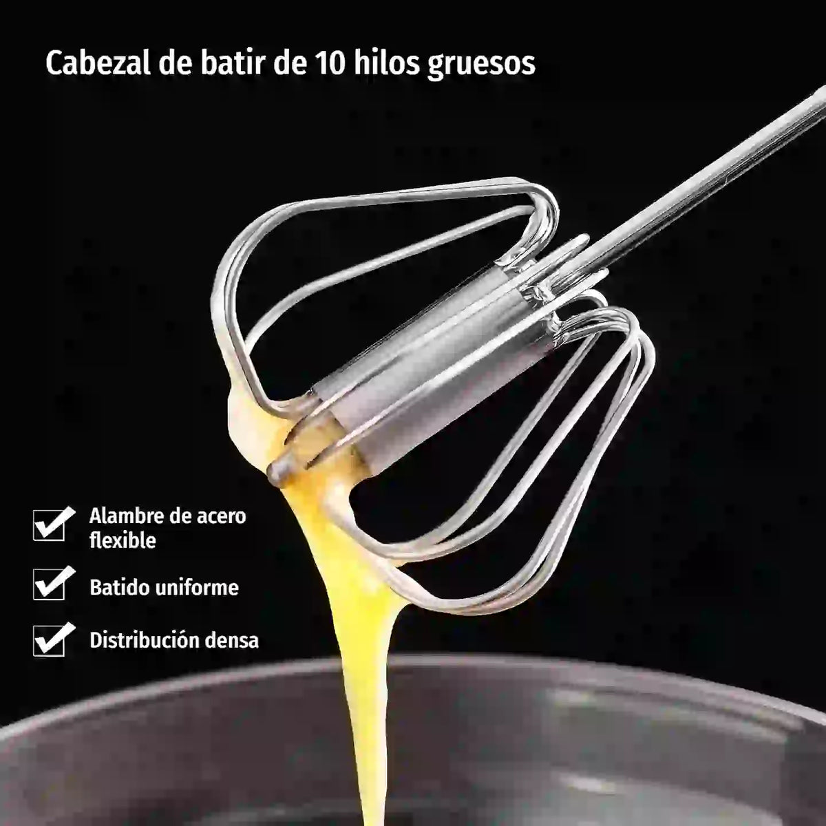 24€【Set de 2 piezas】Batidor de huevos semiautomático de acero inoxidable