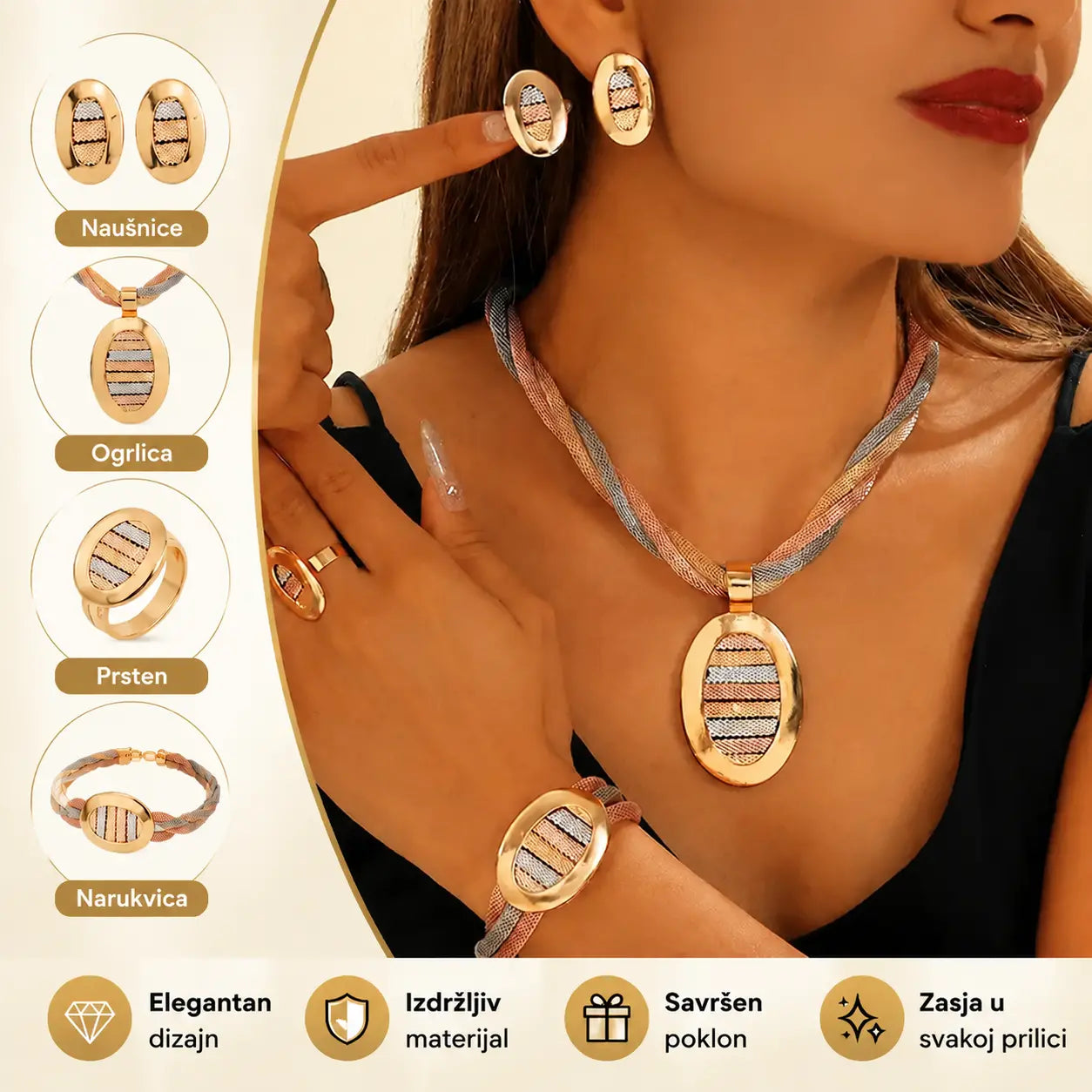 📢📢 50% POPUSTA! ⏰ Elegantni set nakita od 4 dijela s cirkonima