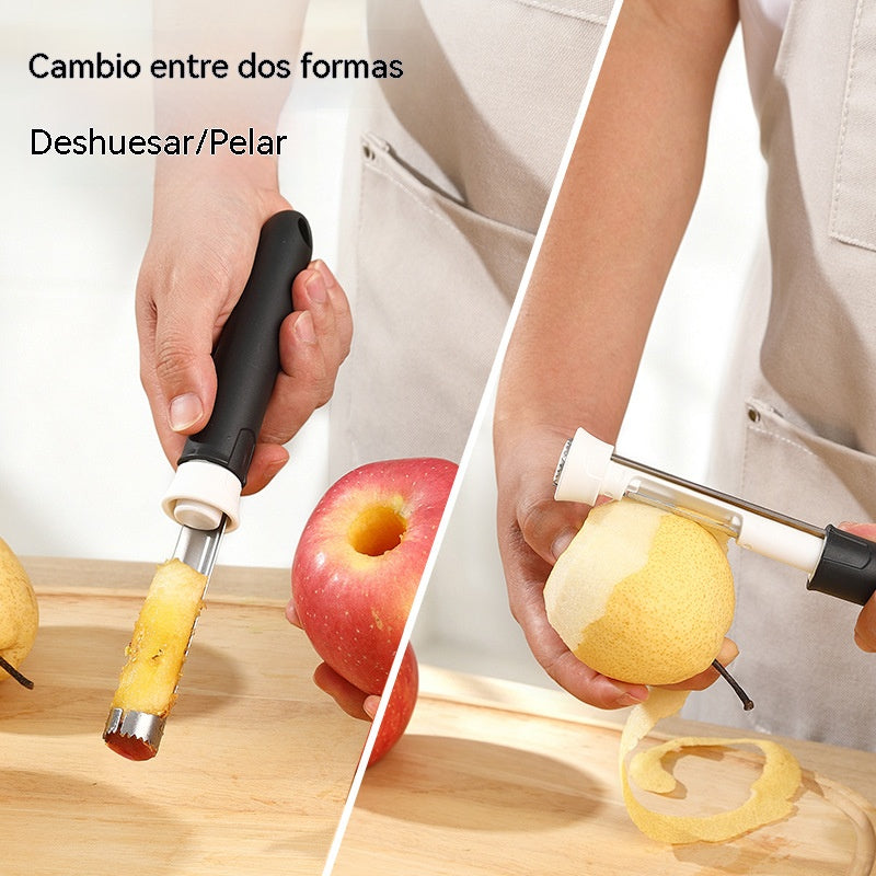 🍎🍏Descorazonador y pelador de frutas de acero inoxidable 2 en 1