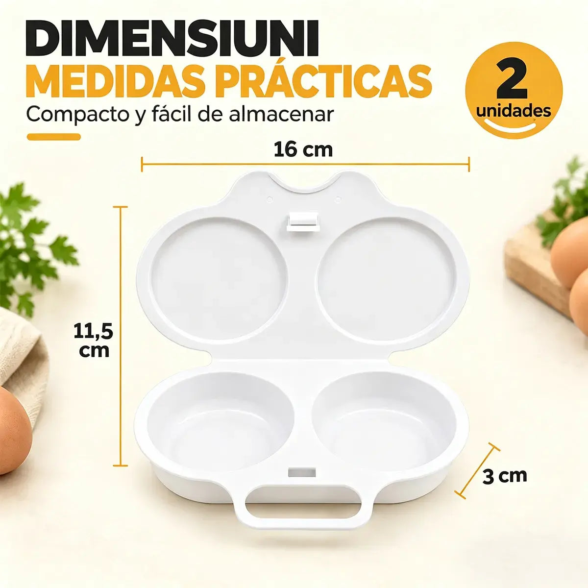 🎁2 piezas 24€💥Escalfador de huevos para microondas: doble cavidad, antiadherente y fácil de limpiar.🏠