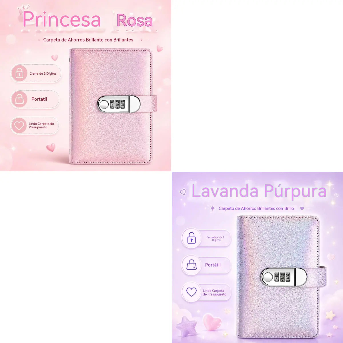 ✨ Carpeta de ahorros SparkleLock 💖 Cartera para ahorrar dinero