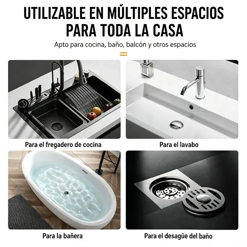 【4 piezas】Colador de fregadero de silicona - Atrapaca de pelo