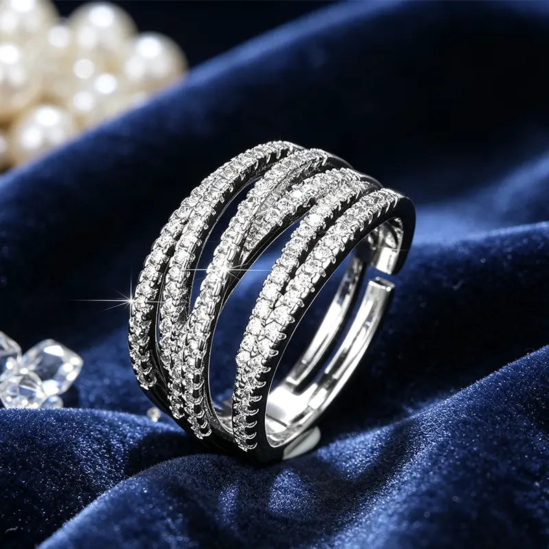 2 artículos por 28 €-💫 Anillo cruzado ajustable de varias filas 💥