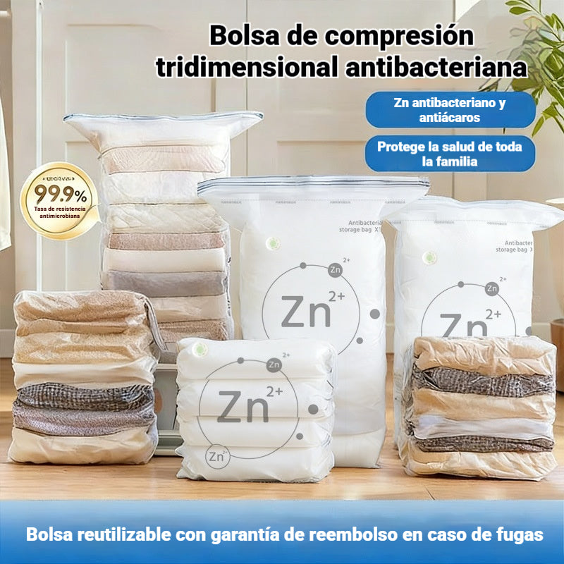 【30% DE DESCUENTO】🧳【Juego de 5 piezas】💨 Bolsa de almacenamiento al vacío grande y comprimible: no requiere bomba, es a prueba de fugas e ideal para ahorrar espacio en maletas y en casa ✈️