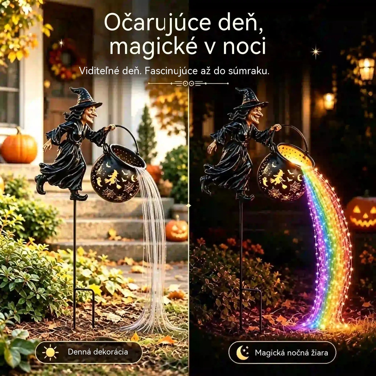🧙♀️🎃 Záhradná lampa Čarodejnícky kotol s LED svetlom – Úžasná vonkajšia dekorácia 🔮✨