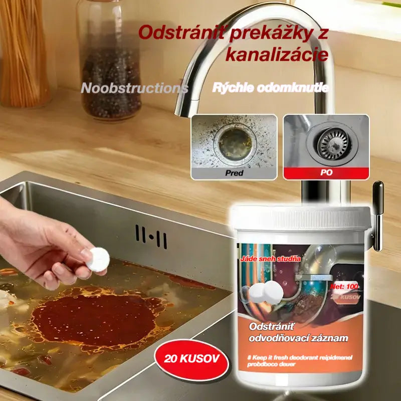 🔥50% ZĽAVA 【2 za 22 eur】❤️ Výkonné šumivé čistiace tablety, ktoré rýchlo rozpúšťajú upchatie spôsobené mastnými vlasmi, uvoľňujú upchaté odtoky; sú tiež dezodoračné a antibakteriálne.