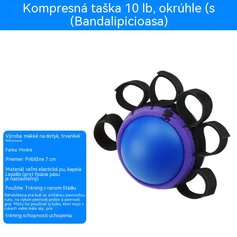 Ortopedická lopta na regeneráciu prstov a rúk s fixačnými krúžkami, pomôcka na posilnenie sily a mobility pre seniorov alebo po mŕtvici