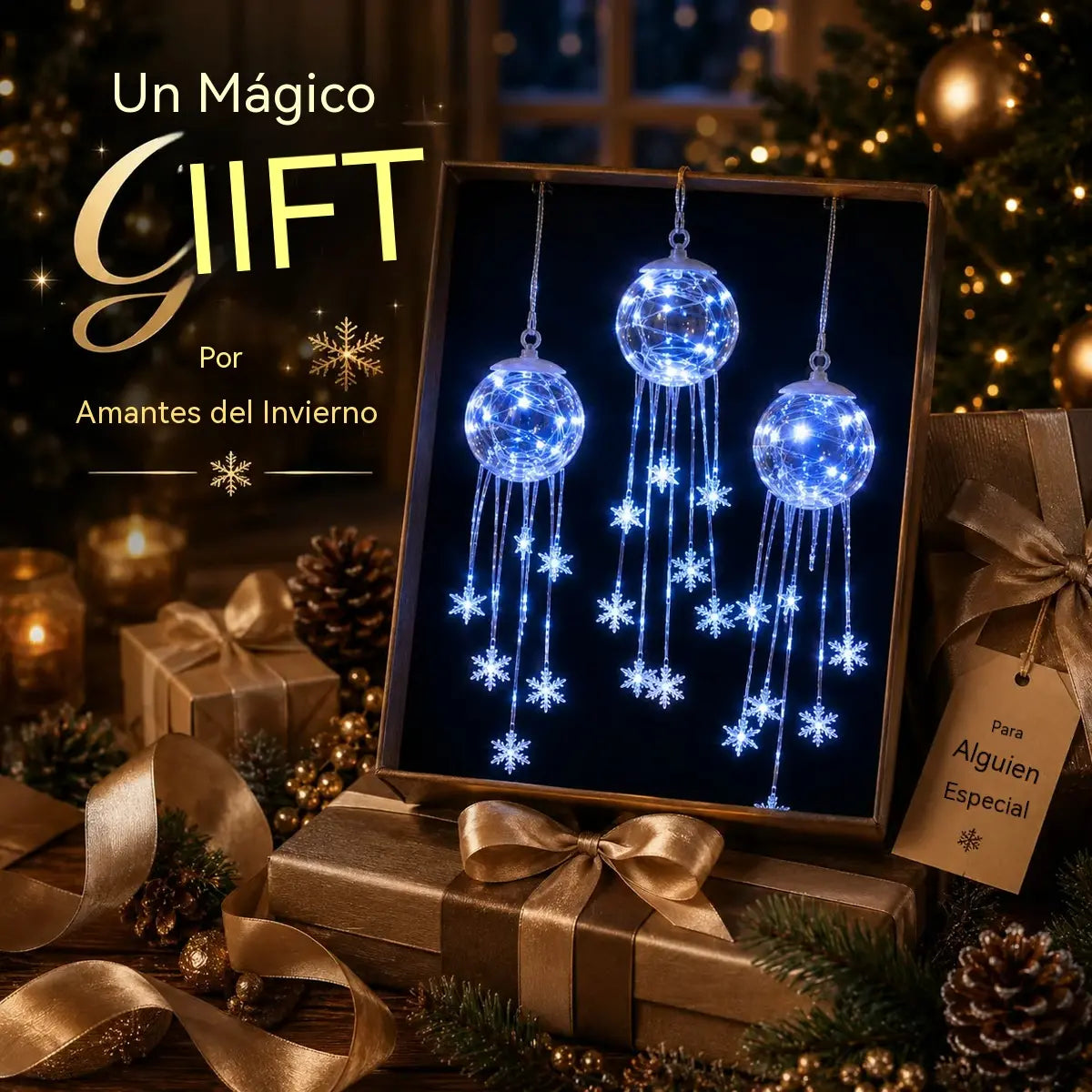 ⏳ Último día del 49% de descuento – ❄️ Adorno Crystal Sparkling™ | Diseño de bola de cristal, copos de nieve en capas, luces LED azul hielo de ensueño, perfecto para árboles de Navidad, ventanas y acogedoras decoraciones invernales 💎