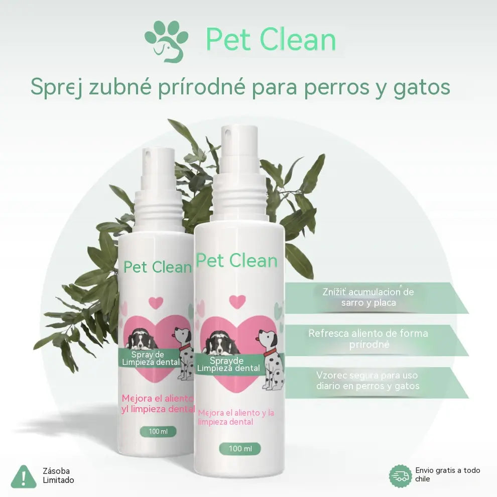 🐶🐱【Kúp 1, získaj 1 zadarmo】2 položky za 22 eurSprej na čistenie ústnej dutiny a zubov domácich zvierat
