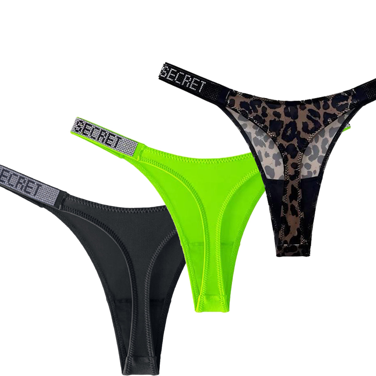 【30€】Conjunto de 3 piezas: tanga de strass brillante y sexy