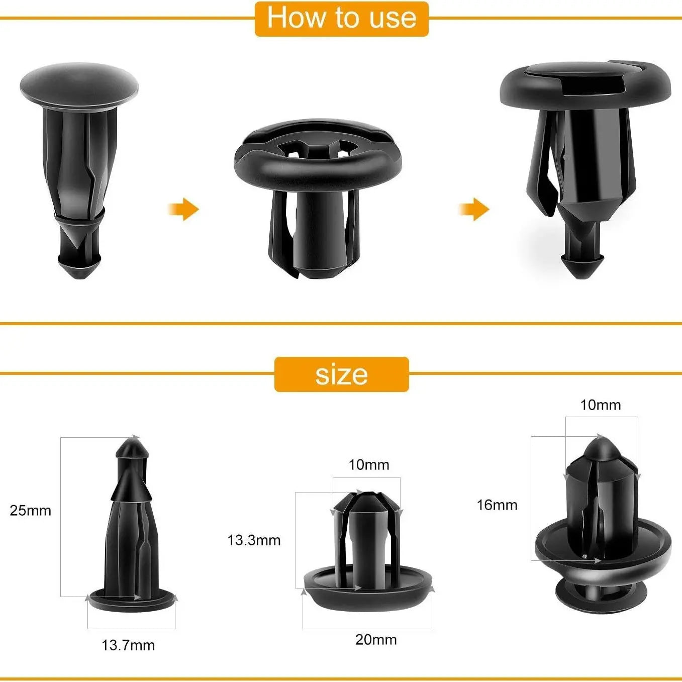 【Juego de 150 piezas + alicates】Juego de hebillas de plástico para tornillos de expansión automotrices