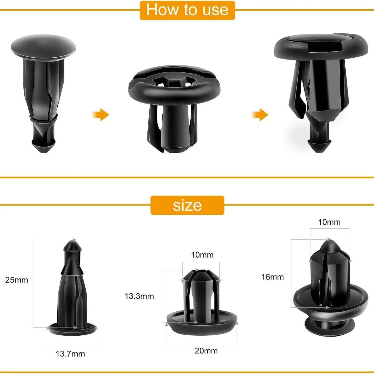 【Juego de 150 piezas + alicates】Juego de hebillas de plástico para tornillos de expansión automotrices