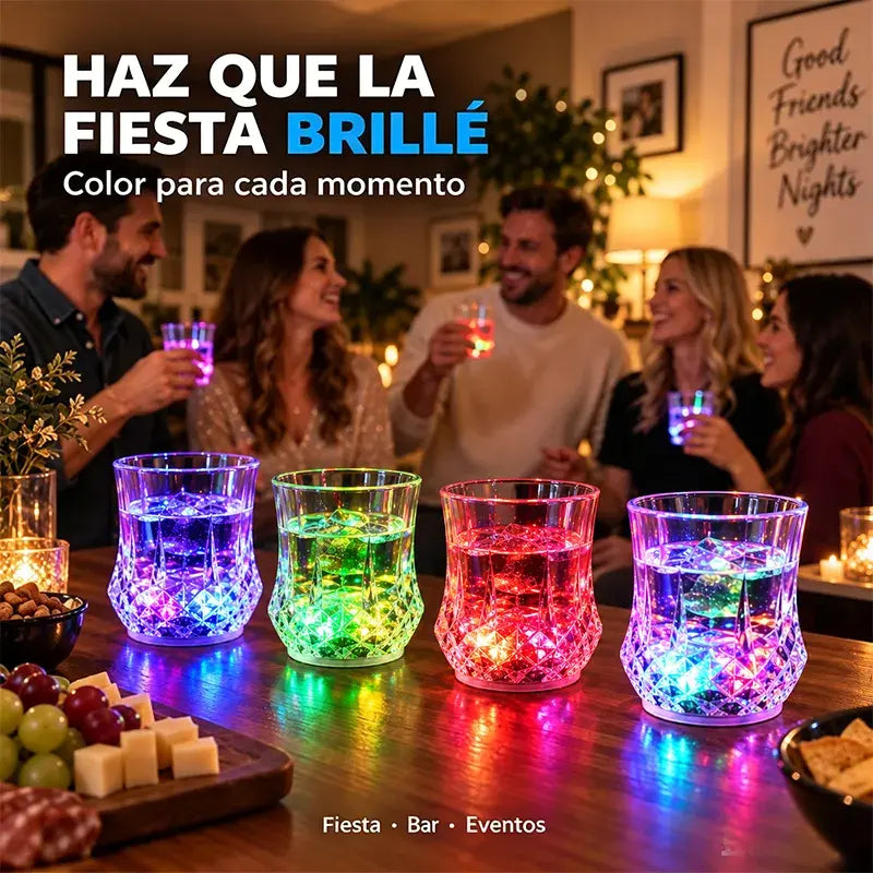 ✨💎Juego de vasos de cristal con luz LED activada por líquido🥂