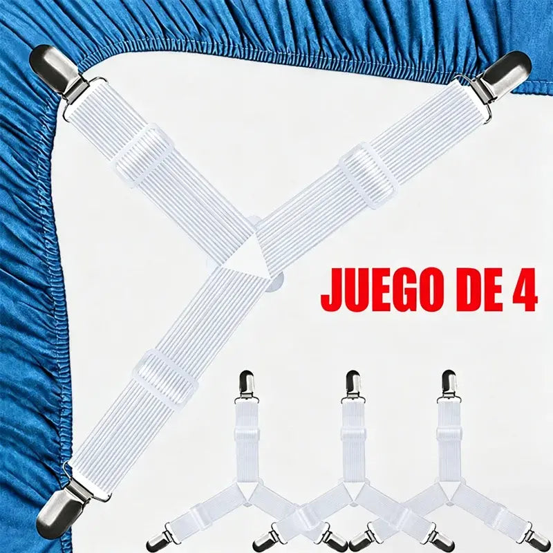 【4 piezas】Sujetadores ajustables para sábanas y edredones