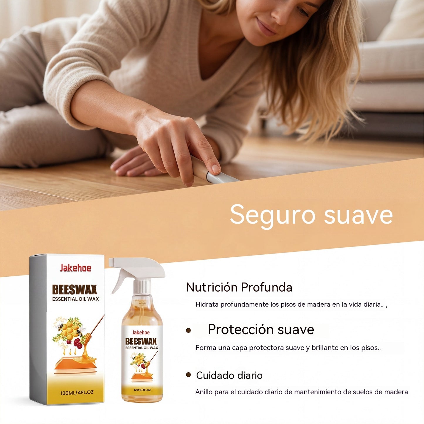 🔥🔥Spray de cera de abeja para la renovación, el abrillantado y la prevención de grietas en suelos de madera.