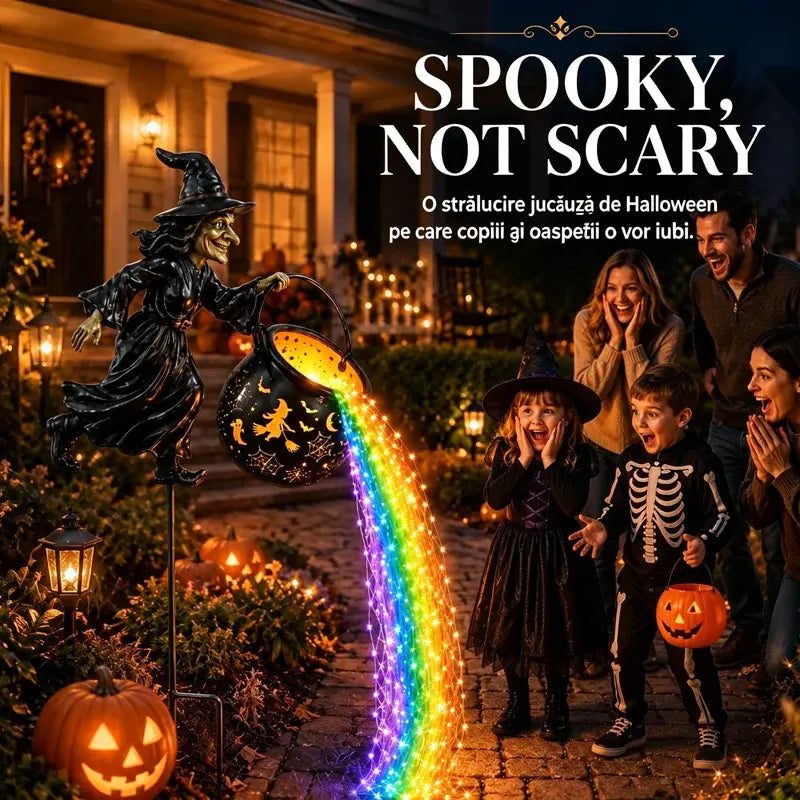 🧙♀️Záhradná dekorácia s čarodejnicou a ozdobnými zemnými svetlami