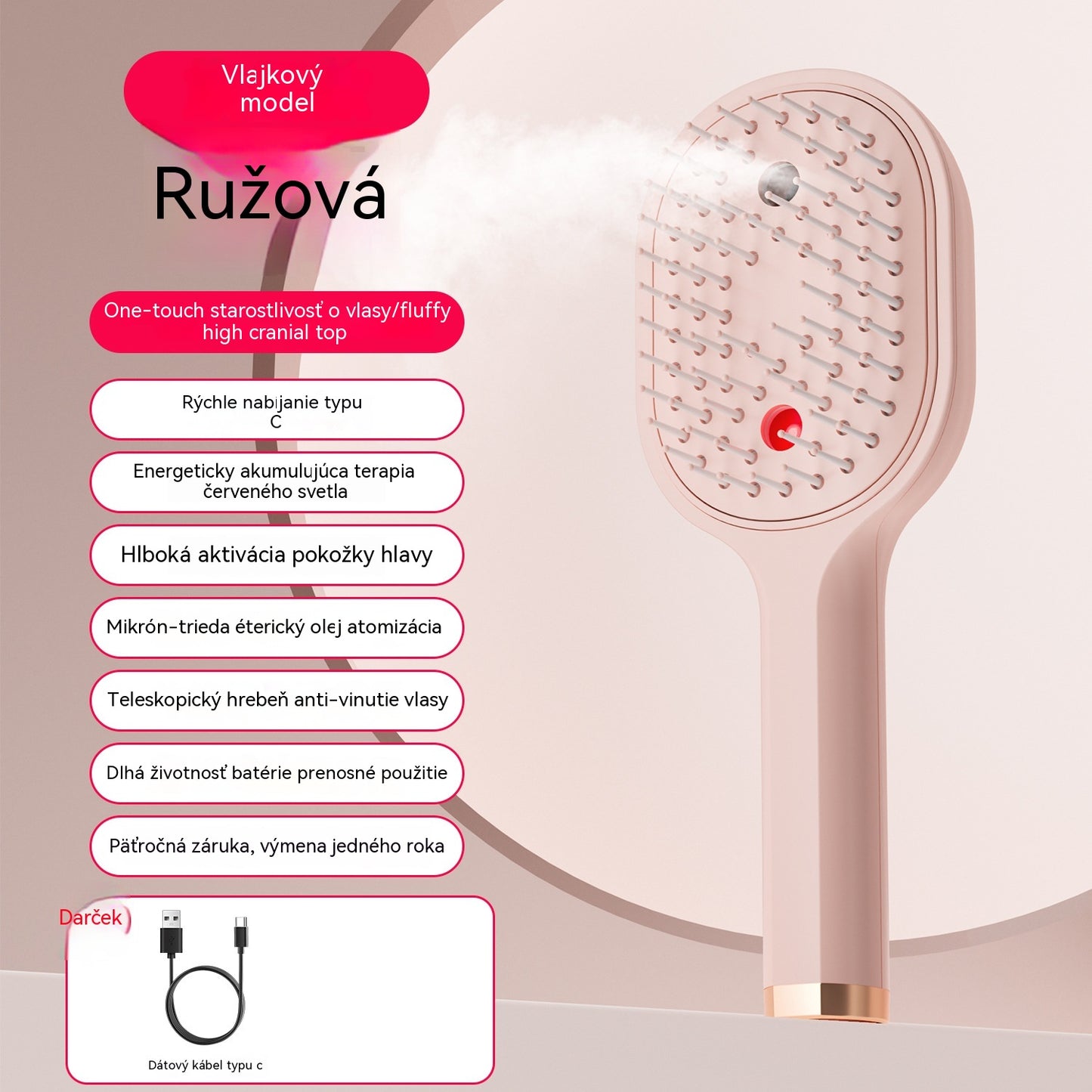 【30%OFF】💖💨Hrebeň s funkciou striekania jedným tlačidlom, ktorá účinne zabraňuje zamotávaniu vlasov.