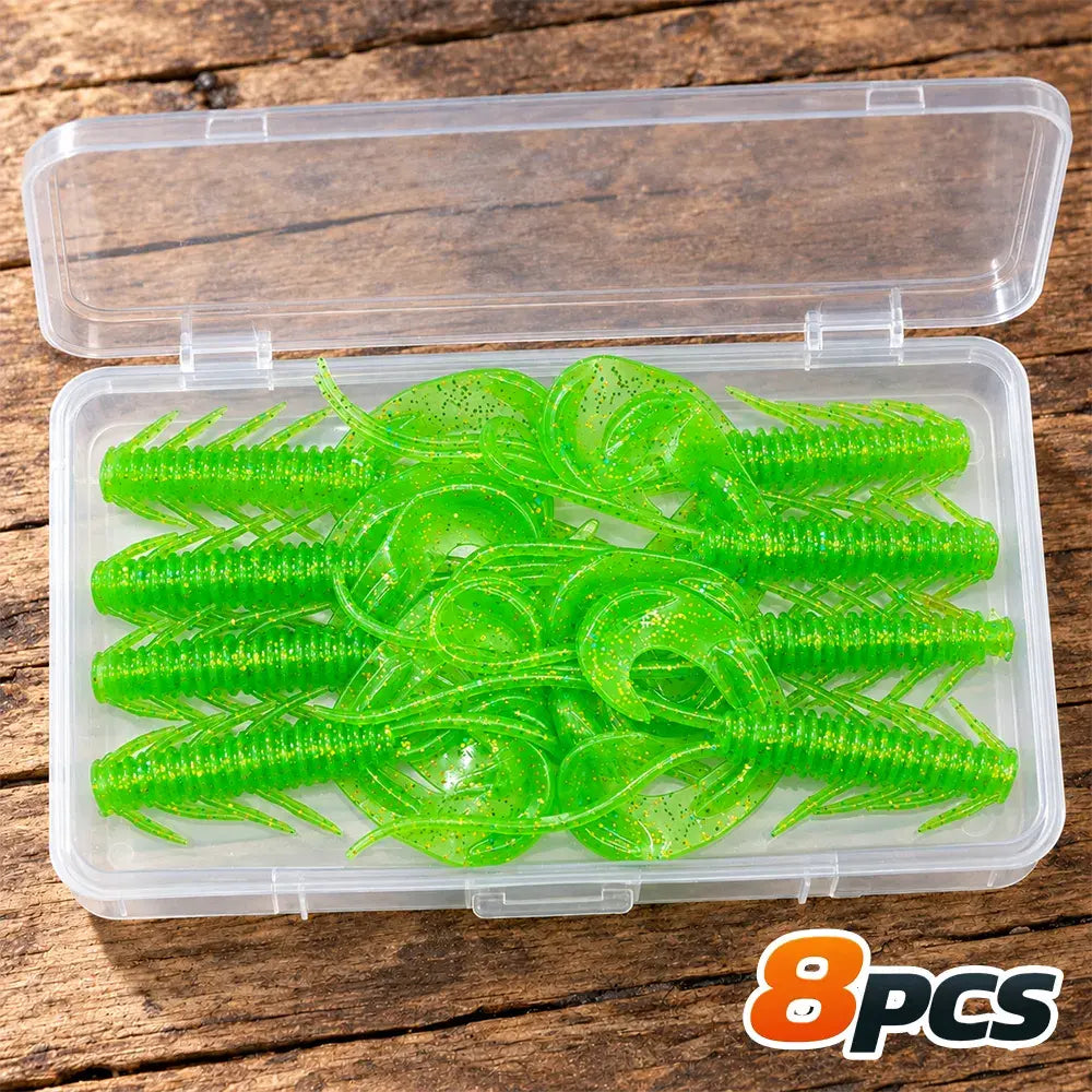 ✨ 8 piezas 🎣 Señuelos blandos de camarón realistas: flotantes y con movimiento natural