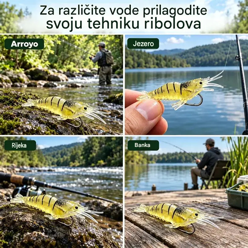 ⏰ Ponuda u pola cijene – samo na ograničeno vrijeme ✨ Bionička mekana varalica u obliku kozice | Iznimno realistična, prirodnog kretanja; otporna na kidanje i izdržljiva; pogodna za ribolov u slatkoj i slanoj vodi 🎣
