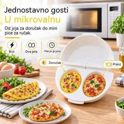 🍳 Savršen doručak za nekoliko minuta! Aparat za omlet u mikrovalnoj pećnici 🥚 | Dizajn s dva odjeljka · Materijal koji se ne lijepi za prehrambene proizvode · Uklonjiva šarka za jednostavno čišćenje · Brzo kuhanje, bez potrebe za uljem