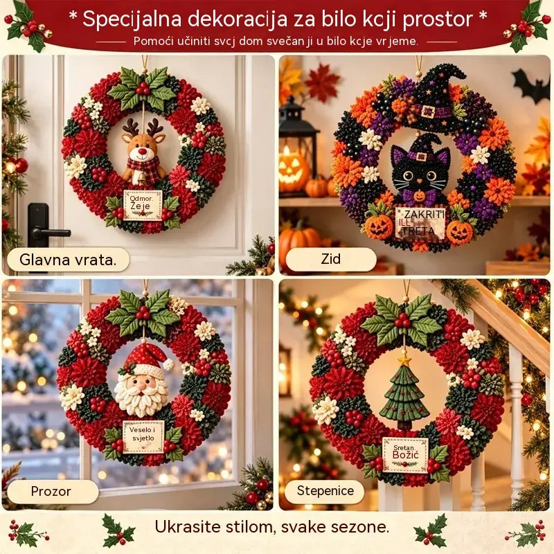 ⏰ Zadnji dan! Pola cijene! ✨ Izradite božićni vijenac na koji ćete biti ponosni! 🎄❤️ Komplet za izradu (korištenjem 3D tehnologije ugradnje tkanine), uključuje vodič i upute.