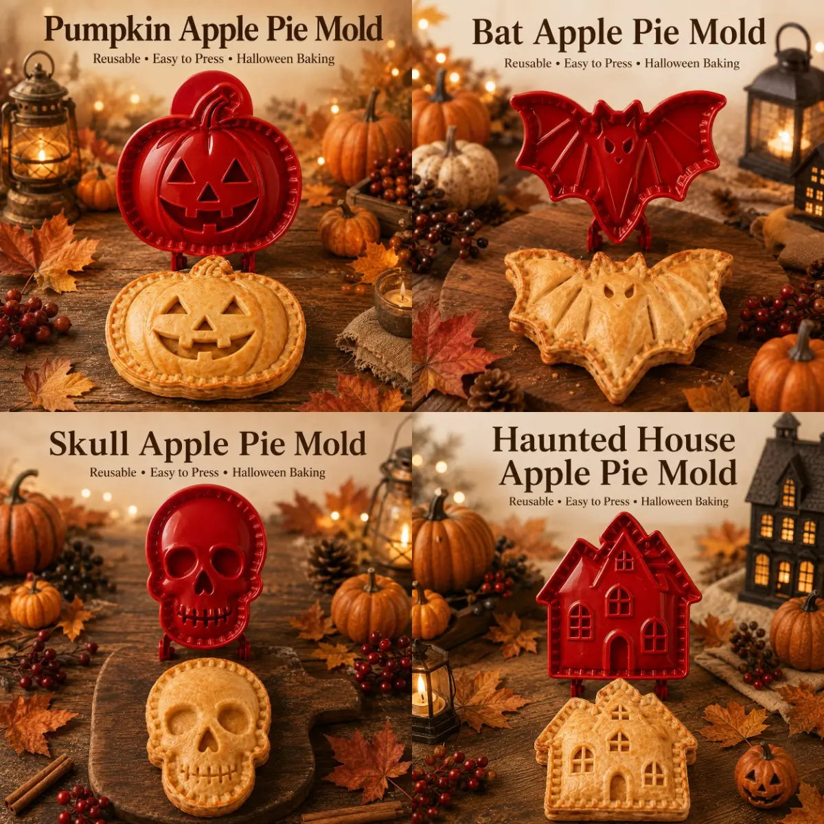 4 artículos 28€-🎃 Juego de moldes para minipasteles de Halloween: 8 diseños espeluznantes para una repostería festiva y sencilla
