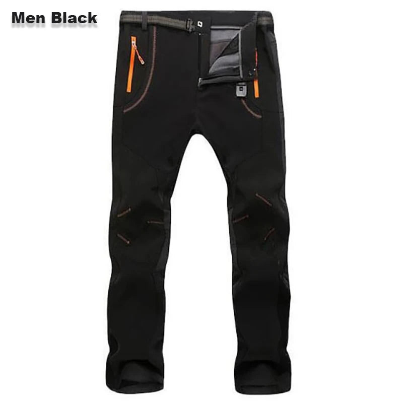 [S-5XL] pantalones de concha suave para hombre, impermeables y resistentes al viento, pantalones de senderismo transpirables, cálidos y gruesos, pantalones de lana para deportes al aire libre