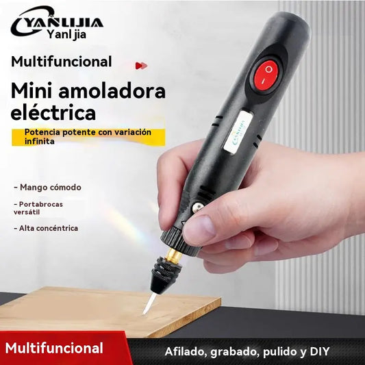 Amoladora eléctrica portátil multifuncional pequeña, adecuada para tallar y pulir.