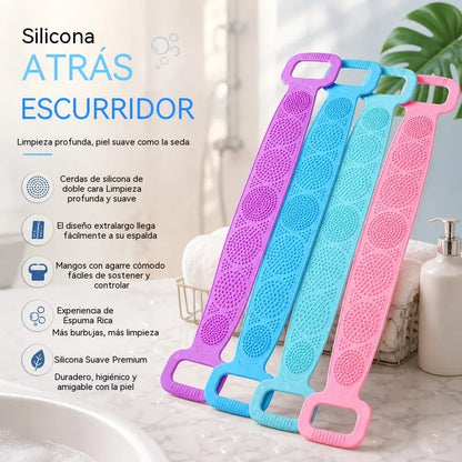 4 artículos por 29 €🌿🛁 Cepillo de espalda extralargo de silicona: ¡limpia, masajea y cuida! ✨💙