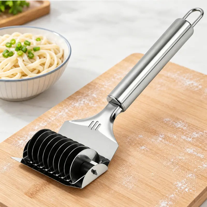 Cortador de pasta de acero inoxidable de 9 ruedas: tiras de pasta casera rápidas y uniformes