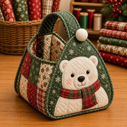 🎁🎁Prešívaný prenosný košík s vianočným motívom