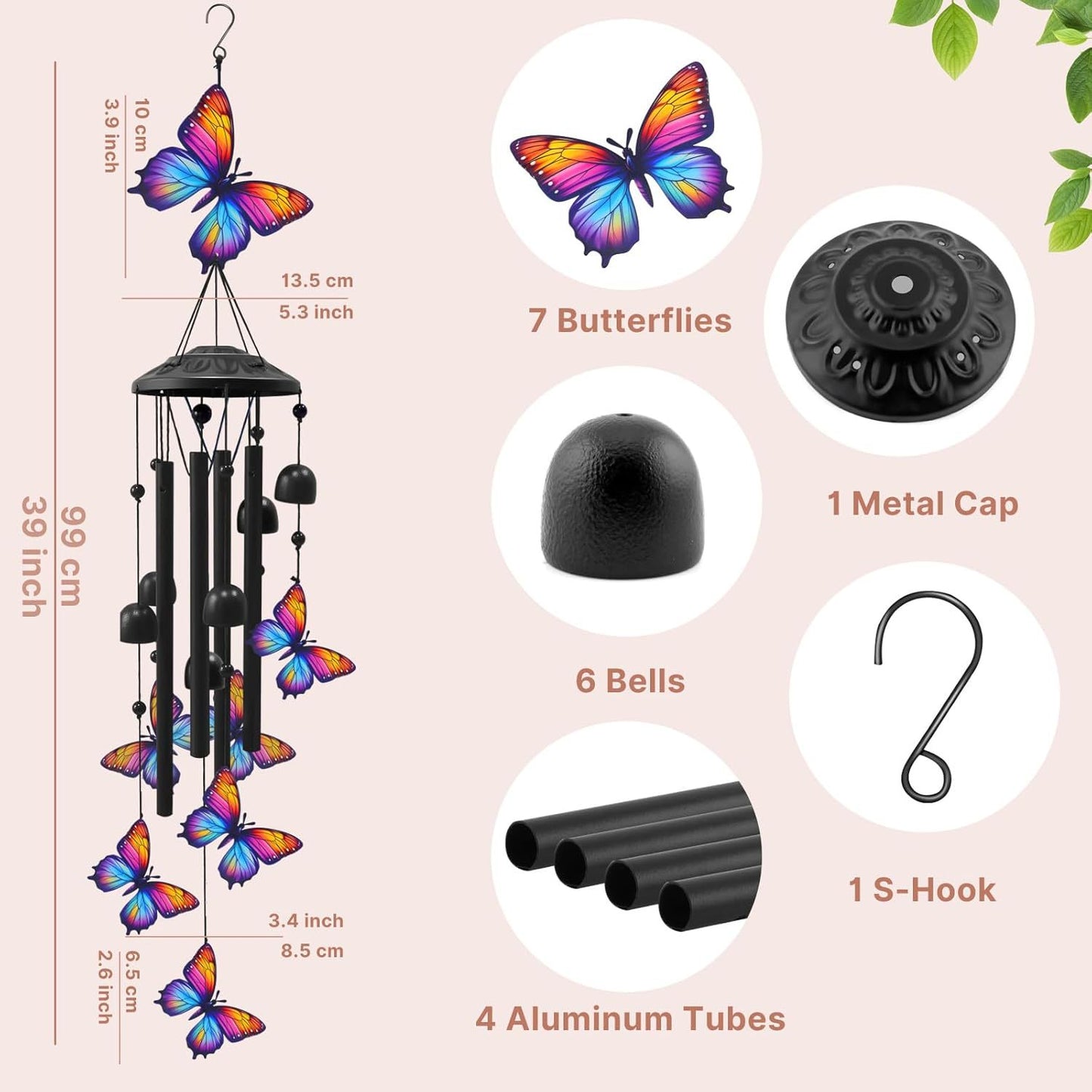 🎁🎁Nuevos móviles de viento de metal con diseños de colibríes, mariposas y libélulas.