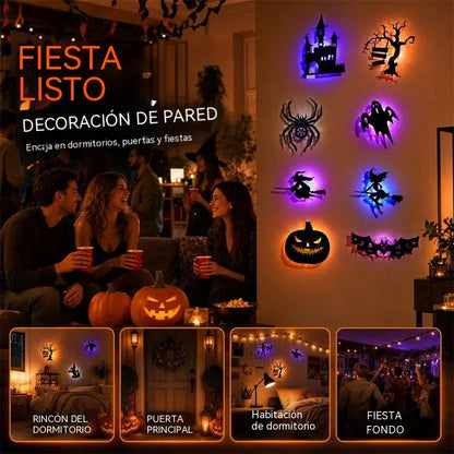 【Set de 8 piezas】🎃🎃Pegatinas de pared de Halloween que brillan en la oscuridad