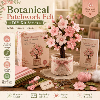 Séria súprav na vlastnoručnú výrobu botanických plstených patchworkových dekorácií