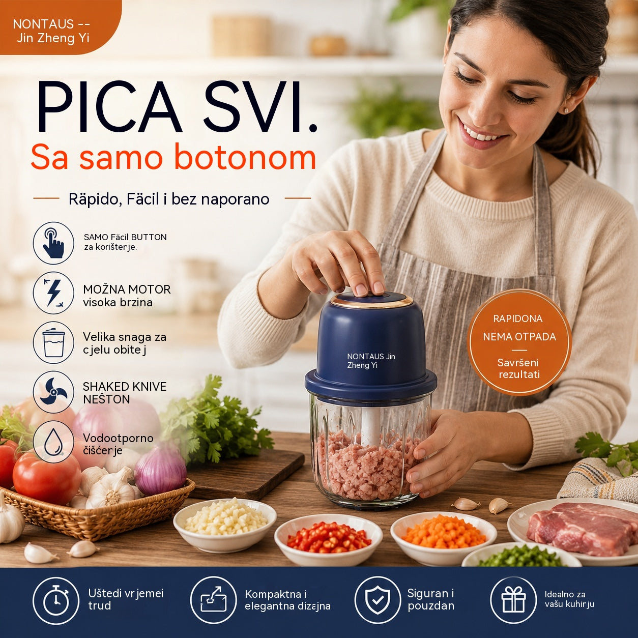 🧅🌶️Visokoučinkoviti bežični mini električni sjeckalica za hranu