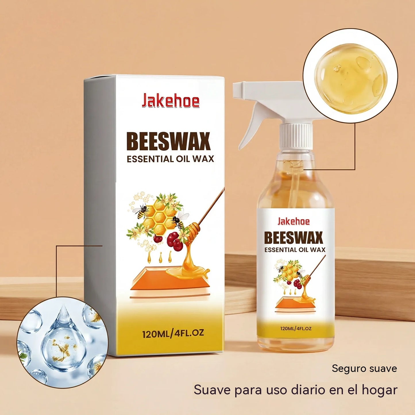 🔥🔥Spray de cera de abeja para la renovación, el abrillantado y la prevención de grietas en suelos de madera.