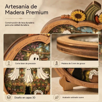🔥¡Hasta agotar existencias, 50% de descuento! 🎉 Adorno de escritorio de calabaza de madera para Halloween