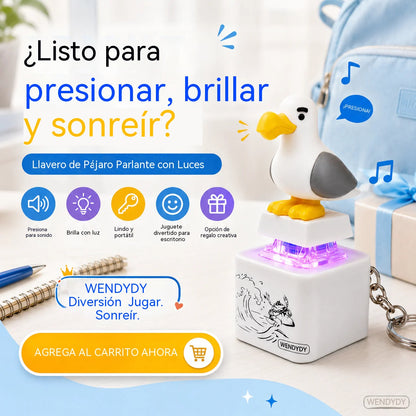 🕊️🕊️Llavero electrónico con luz y activado por voz "My Little Bird": Un llavero creativo con forma de pato con el que puedes jugar apretándolo.