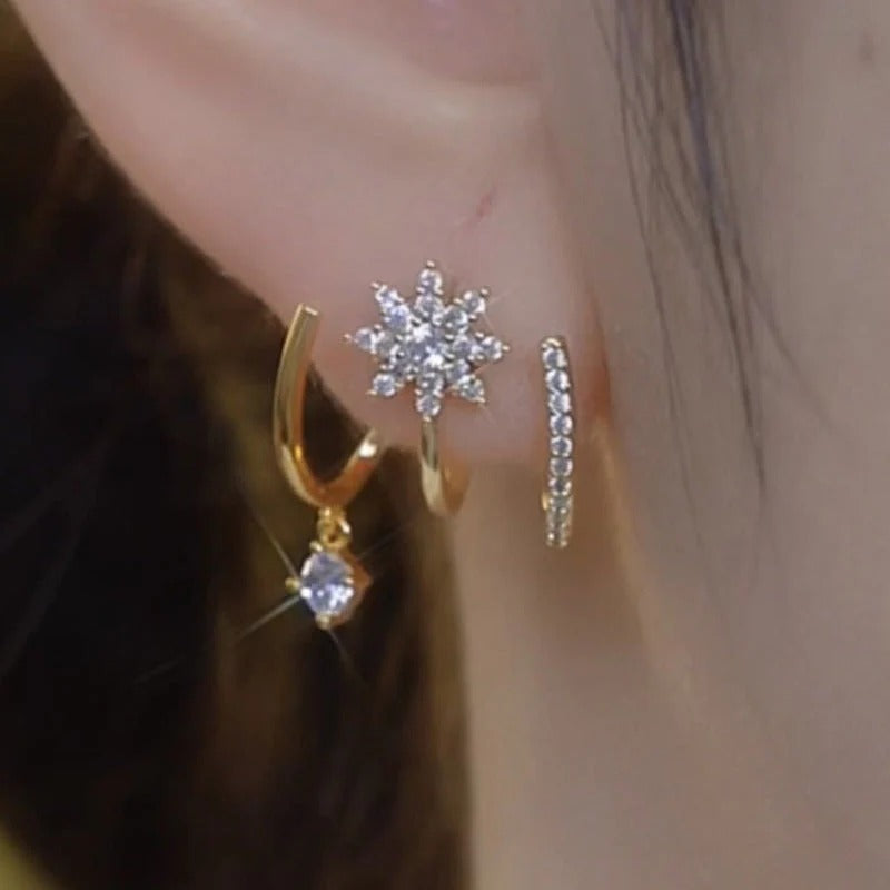 【¡Compra 1 par y llévate 1 gratis! 】😆😆2 pares de pendientes 24 euros.⚡Pendientes de garra brillantes (estilo femenino)